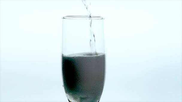 Champagne Glass Closeup - Slow Motion filling with champagn — 비디오