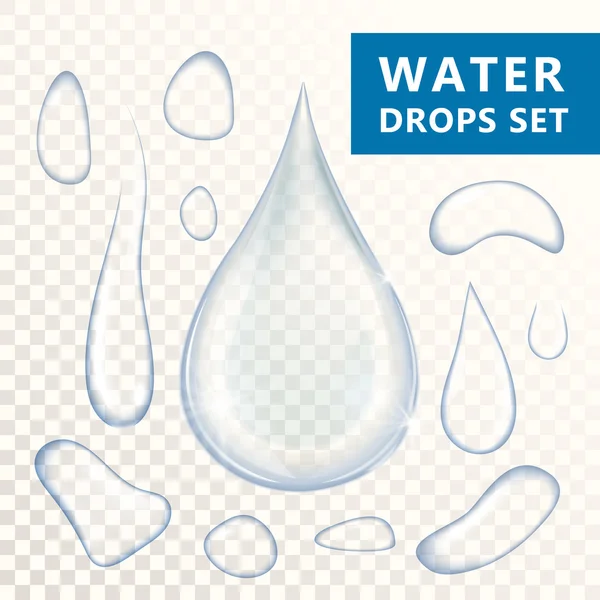 3D waterdruppels illustratie set — Stockvector