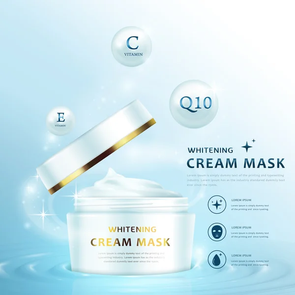 Crema máscara anuncio plantilla — Vector de stock