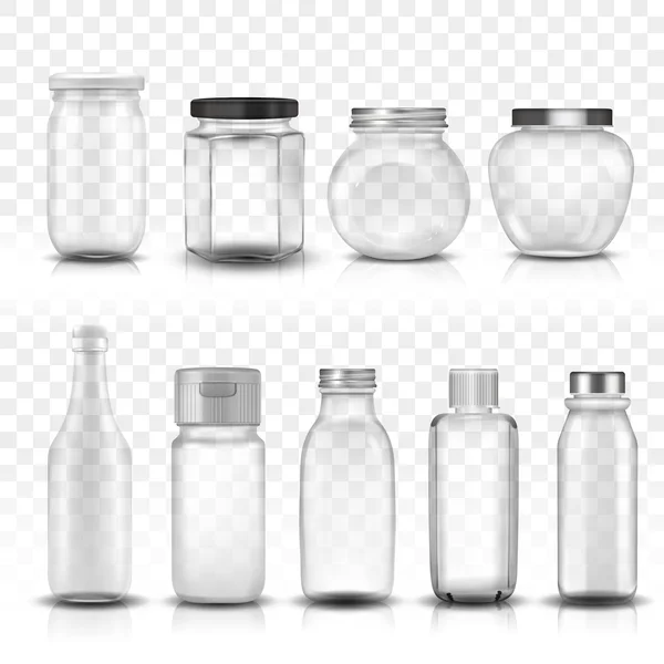 Kilenc üveg üvegek collection halmaz — Stock Vector