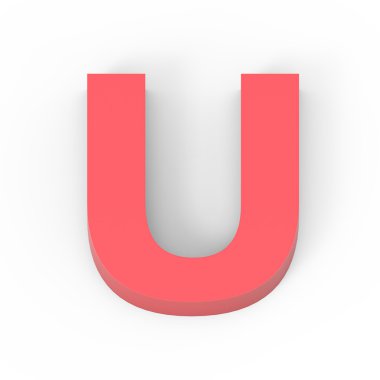 Hafif mat kırmızı yazı U