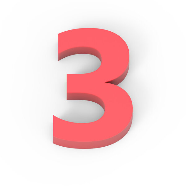 Light matte red number 3