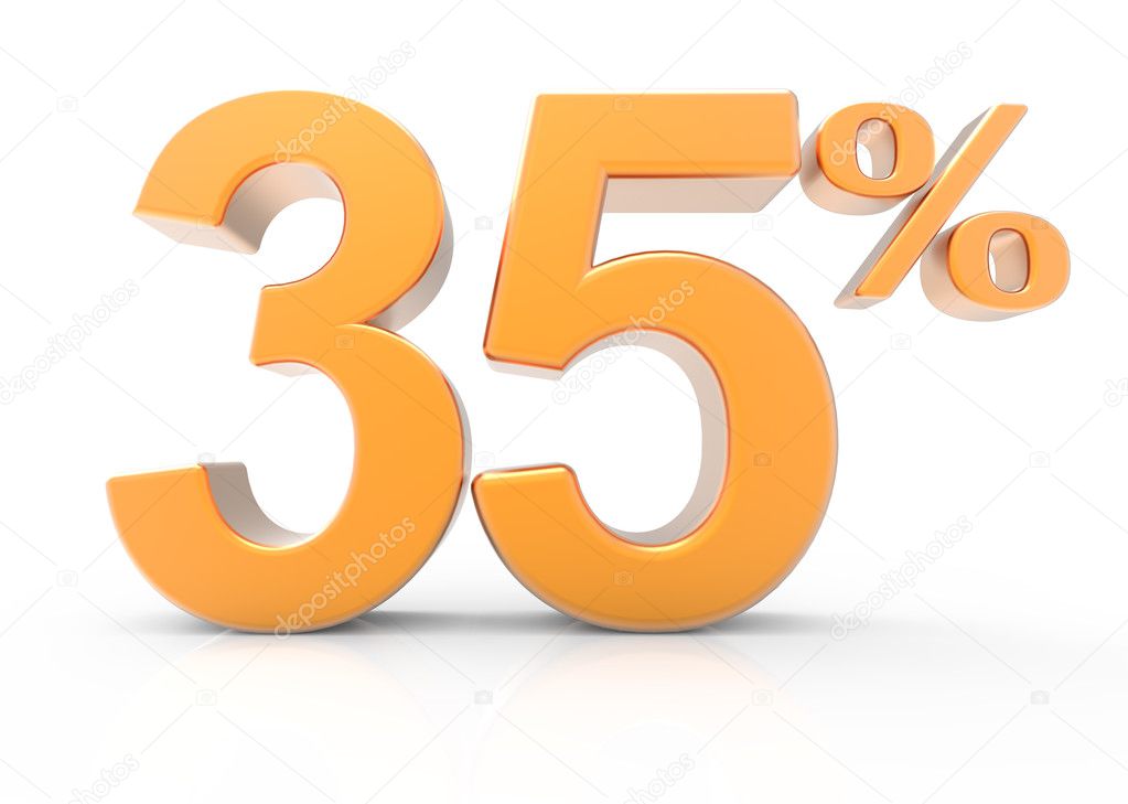 3d rendering of a 35% symbol
