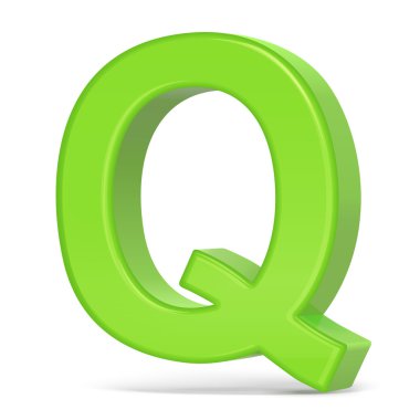 3D ışık yeşil harf Q