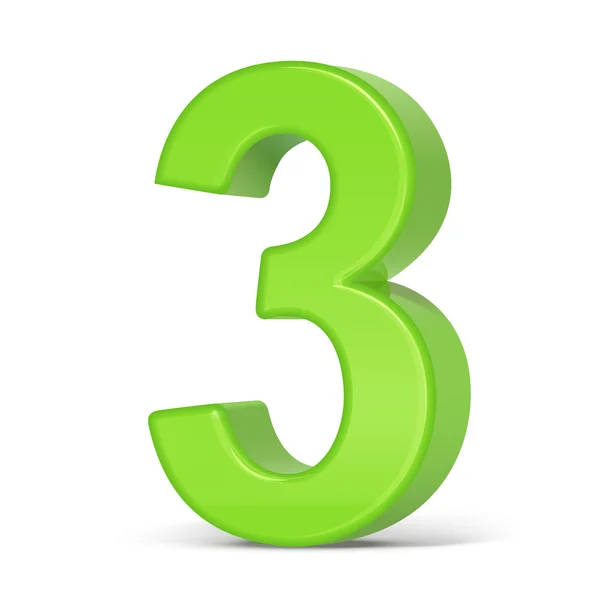 3d 빛 녹색 번호 3 — 스톡 벡터