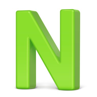 3D ışık yeşil harf N