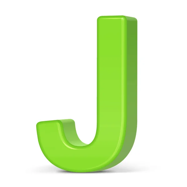 3D ljust gröna bokstaven J — Stock vektor