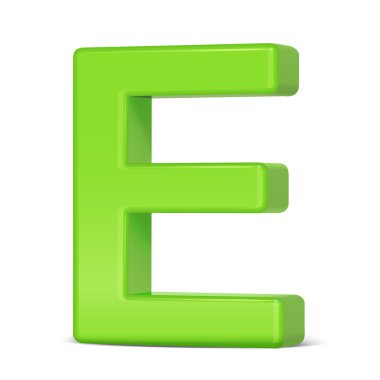 3D ışık yeşil harf E