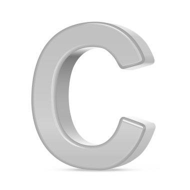 3D gümüş harf c