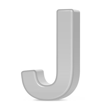 3D gümüş harf j