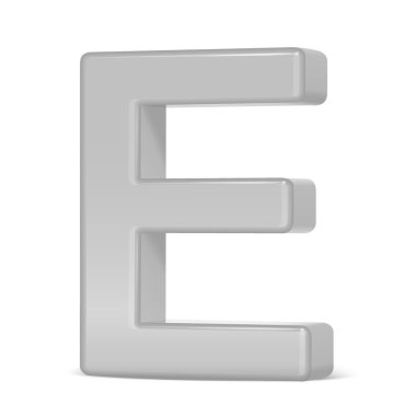 3D gümüş harf e