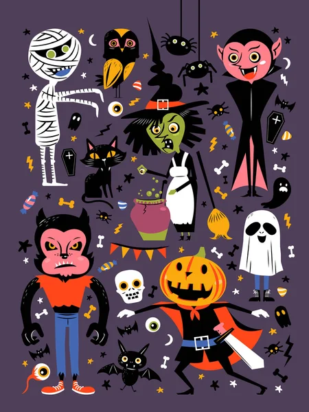 Colección de personajes de Halloween — Archivo Imágenes Vectoriales