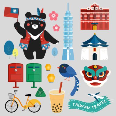 Taiwan symbols collection clipart