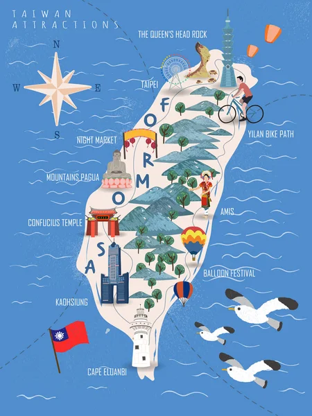 Taiwan cartaz de viagem —  Vetores de Stock