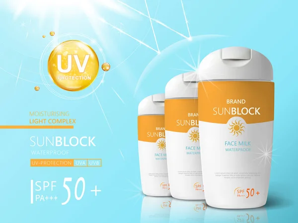 Plantilla de anuncios Sunblock — Archivo Imágenes Vectoriales