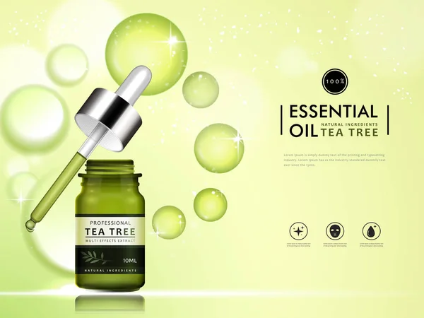 Tea tree essential oil container — Stock Illustration Tea tree essential oil container Stock Vector