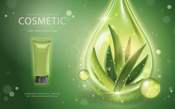 Aloe vera kosmetiska mall — Stock vektor