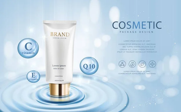 Modelo de anúncios cosméticos hidratantes —  Vetores de Stock