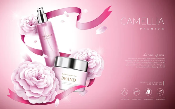 Kamelia reklamy kosmetycznych — Wektor stockowy