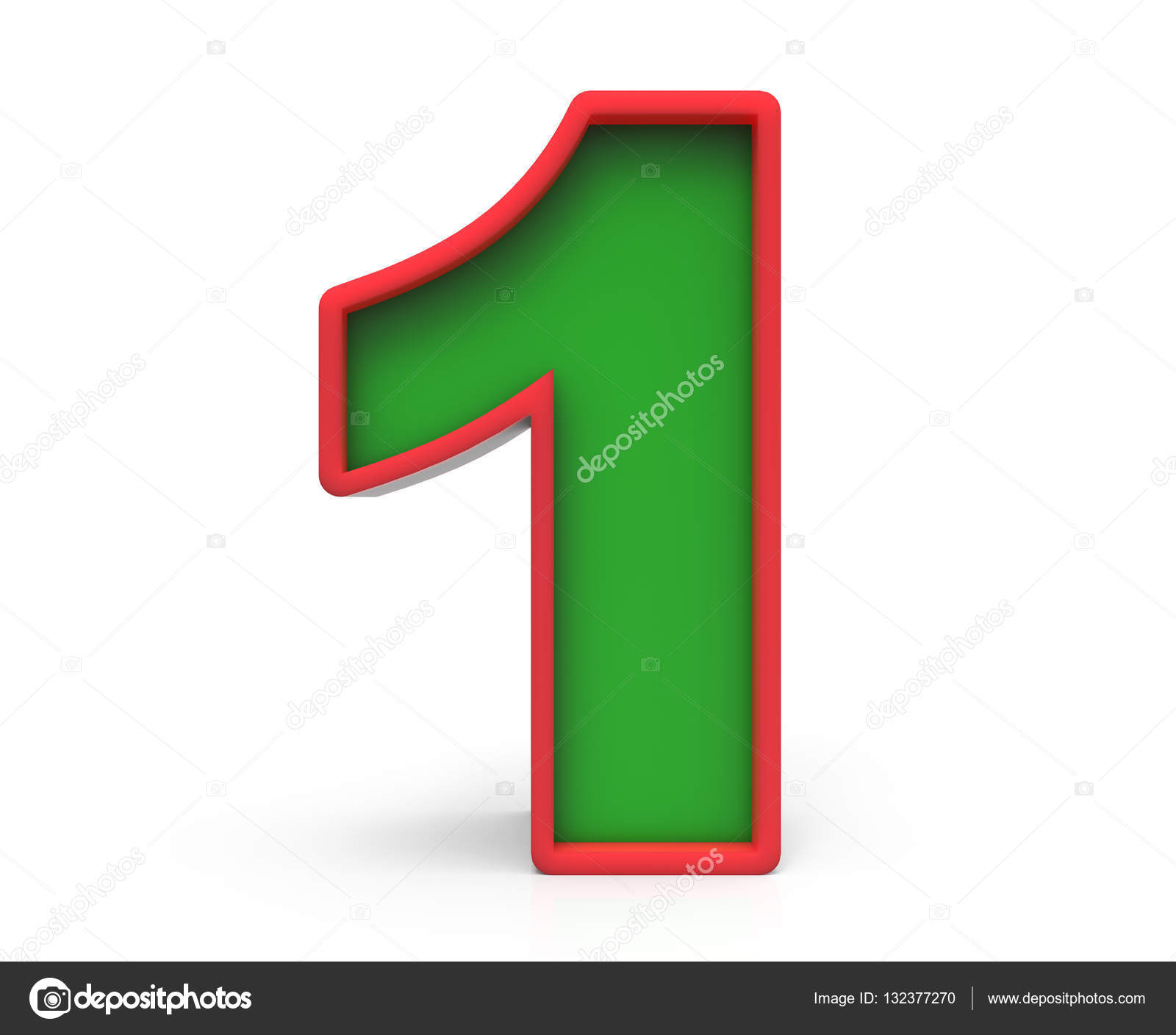 number 1 one red 3d sign isolated Stock Illustration