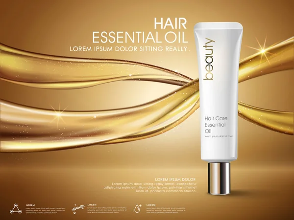 Anúncios de óleo de cabelo dourado — Vetor de Stock