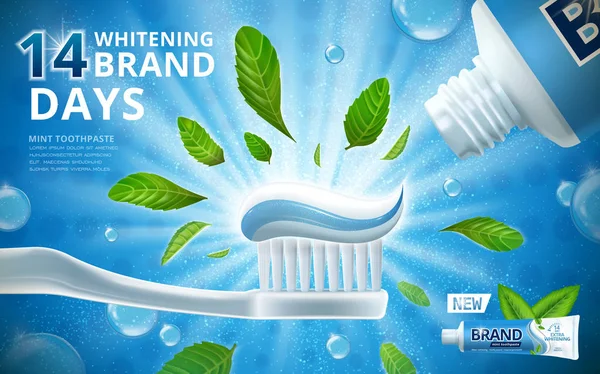 Blanqueamiento de los anuncios de pasta dental — Vector de stock