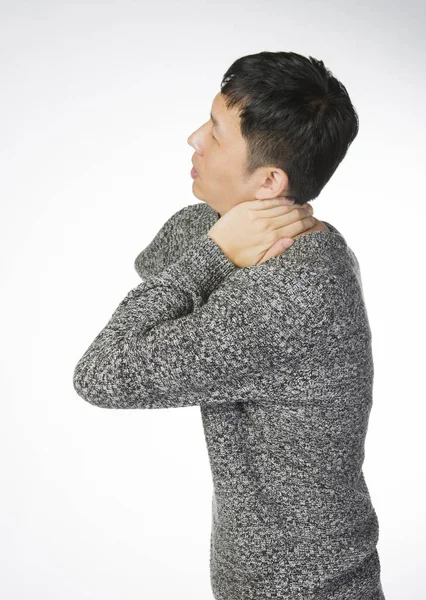 颈部疼痛的男人 — 图库照片