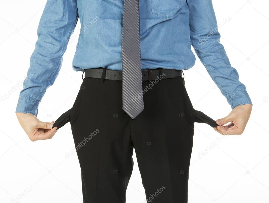 man with empty pockets