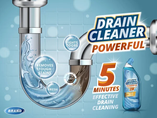 下水管掃除機広告 — ストックベクタ