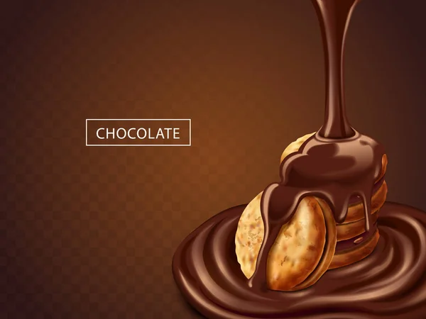 Chocolade over cookies — Stockvector