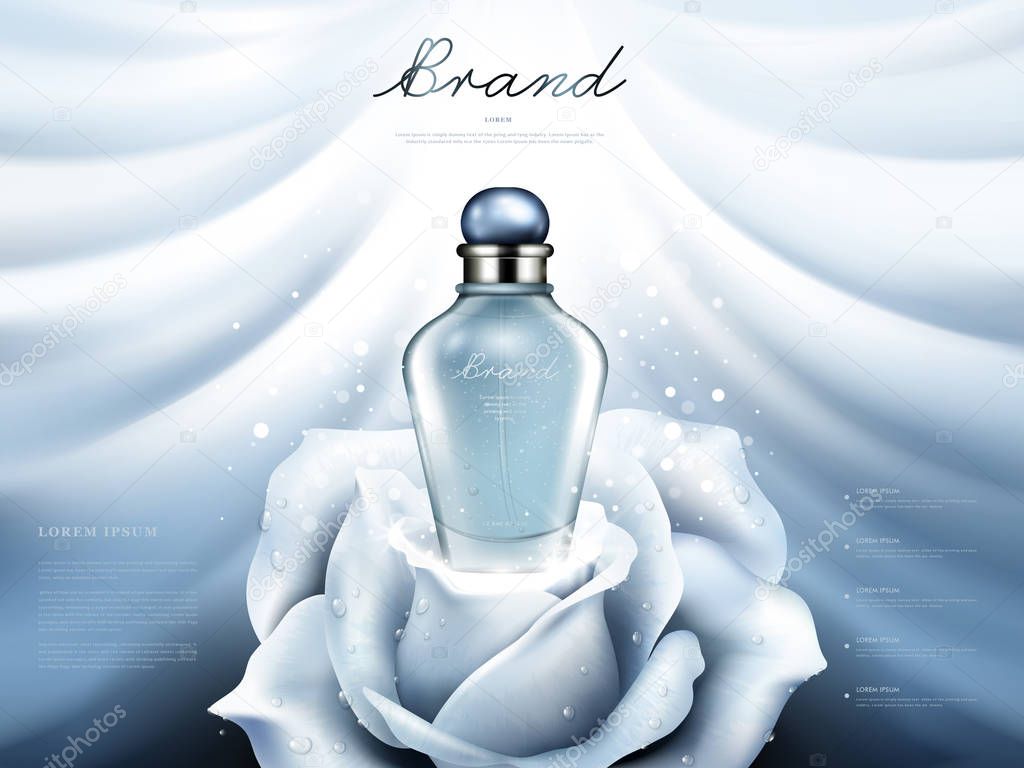 Attractive Perfume Ads Blue Transparent Glass Bottle On The White Rose Isolated On Silk Background In 3d Illustration Premium Vector In Adobe Illustrator Ai Ai Format Encapsulated Postscript Eps Eps Format Attractive Perfume Ads Blue Transparent Glass Bottle On The White Rose Isolated On Silk Background In 3d Illustration Premium Vector In Adobe Illustrator Ai Ai Format Encapsulated Postscript Eps Eps Format