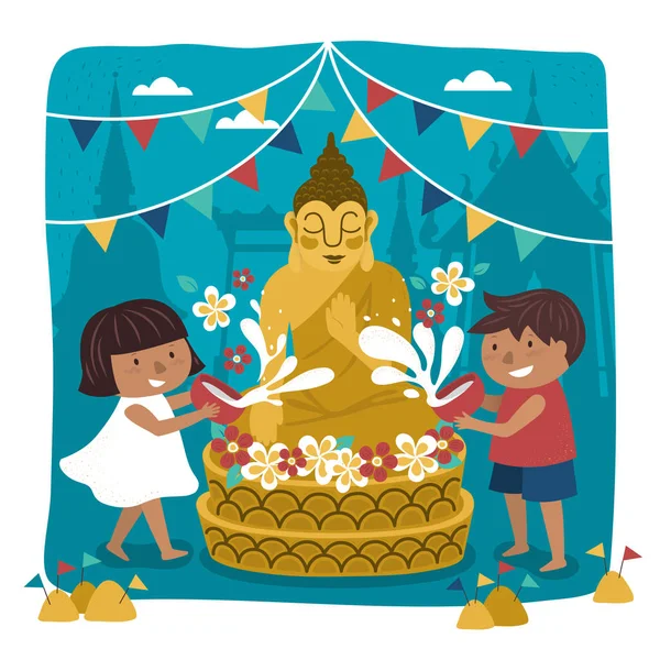 Illustration zum Songkran-Festival — Stockvektor