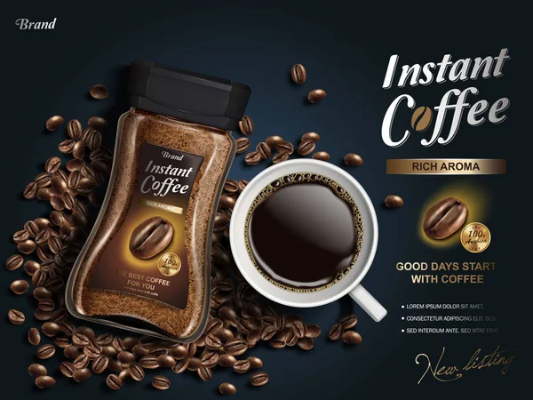 Instant-Kaffee-Anzeige — Stockvektor