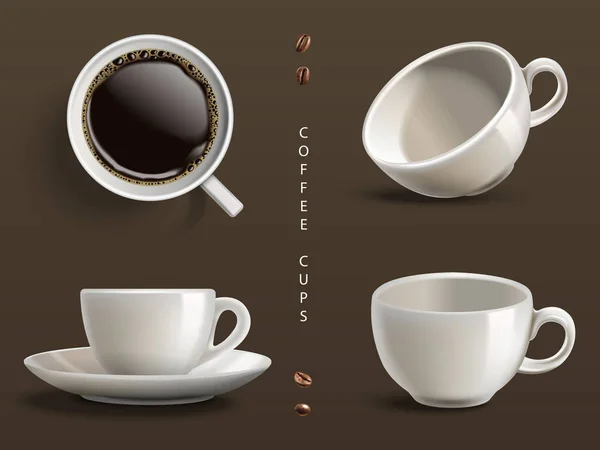 4 つのコーヒー カップ — ストックベクタ