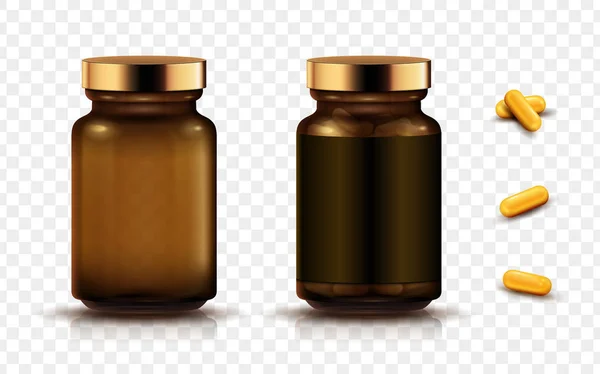 Medicine jars and capsules — Stock Vector