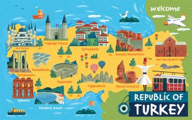 Turkey travel map clipart