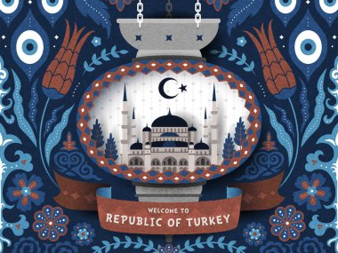 Turkey travel poster clipart