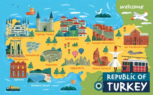 Turkey travel map — Stock Vector