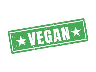 Vegan yeşil pul stil, beyaz arka planda