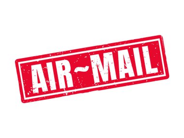 hava-posta kırmızı pul stil, beyaz arka planda