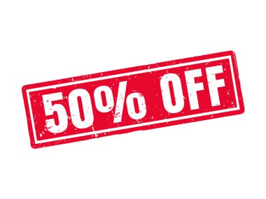 kırmızı pul stil, beyaz arka planda %50 indirimli