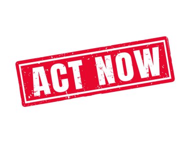 Şimdi kırmızı pul tarzında, beyaz arka plan harekete