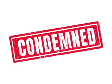condemned in red stamp style, white background clipart