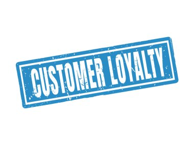 Müşteri sadakati mavi pul stil, beyaz arka planda