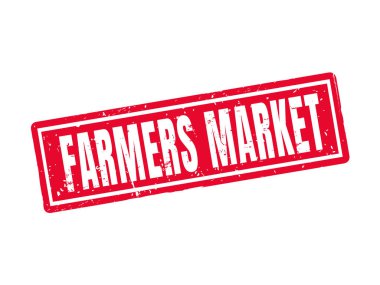 çiftçi pazar içinde kırmızı pul stil, beyaz arka plan