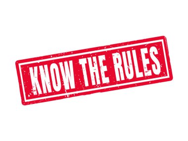 Beyaz arka plan, kırmızı pul tarzında kuralları biliyorsunuz