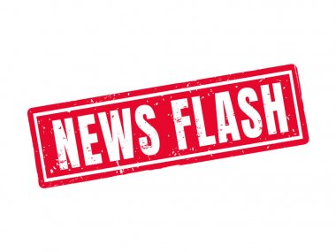 news flash in red stamp style, white background clipart
