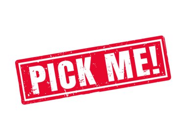 seçmek beni kırmızı pul stil, beyaz arka planda