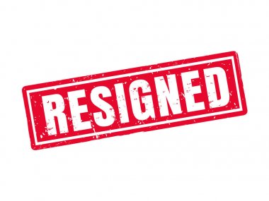 kırmızı pul stil, beyaz arka planda istifa etti