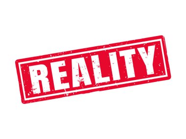 reality in red stamp style, white background clipart